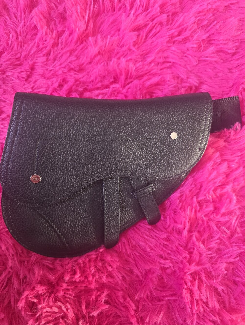 Christian Dior Black Saddle-Style Leather Crossbody Bag